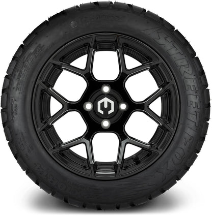 MODZ® 14" Renegade Glossy Black Wheels & Street Tires Combo