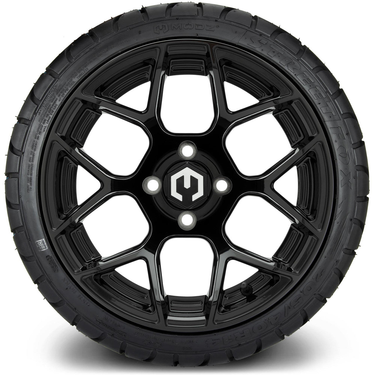 MODZ® 14" Renegade Glossy Black Wheels & Street Tires Combo