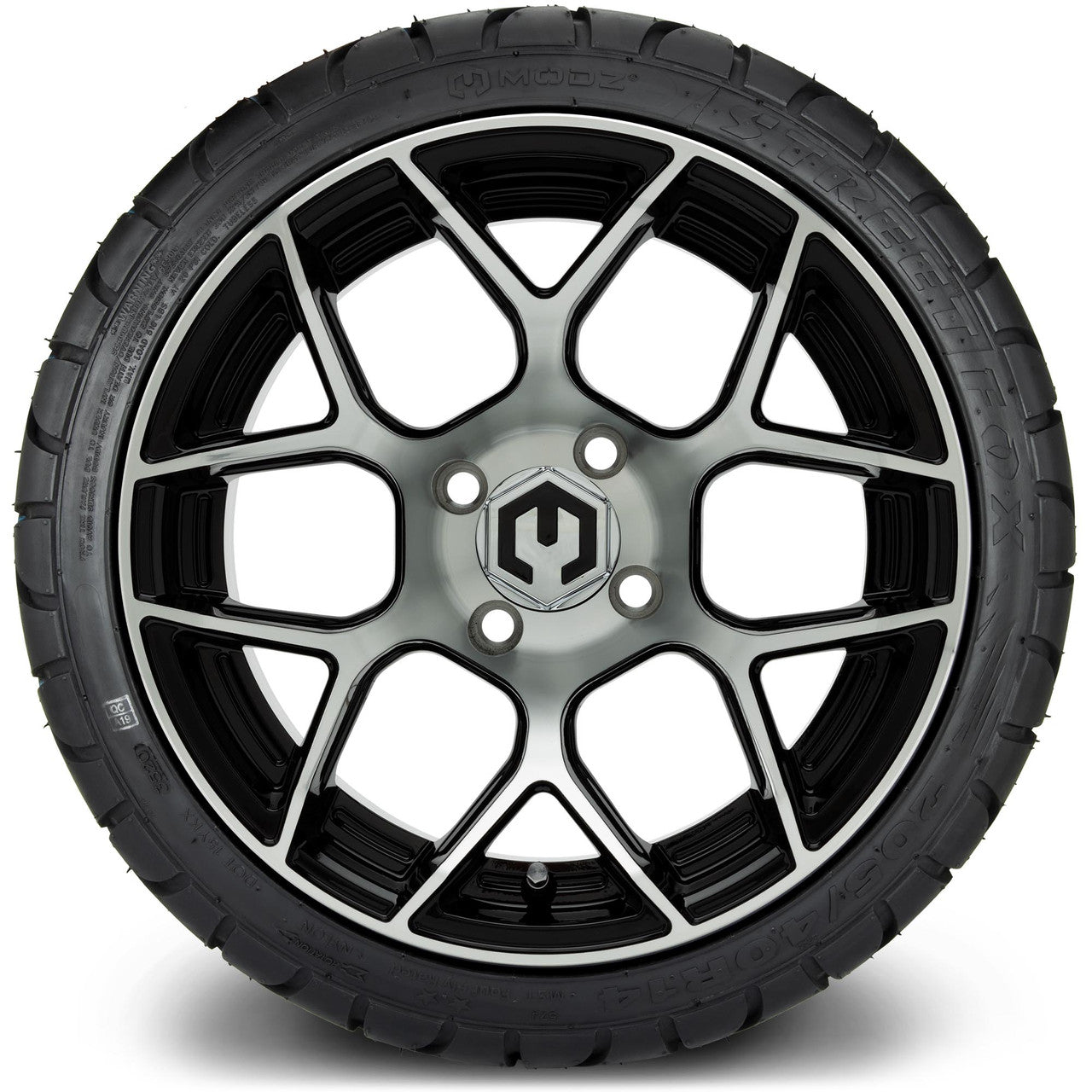 MODZ® 14" Renegade Machined Black Wheels & Street Tires Combo