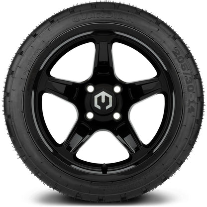MODZ® 14" Drift Glossy Black Wheels & Street Tires Combo
