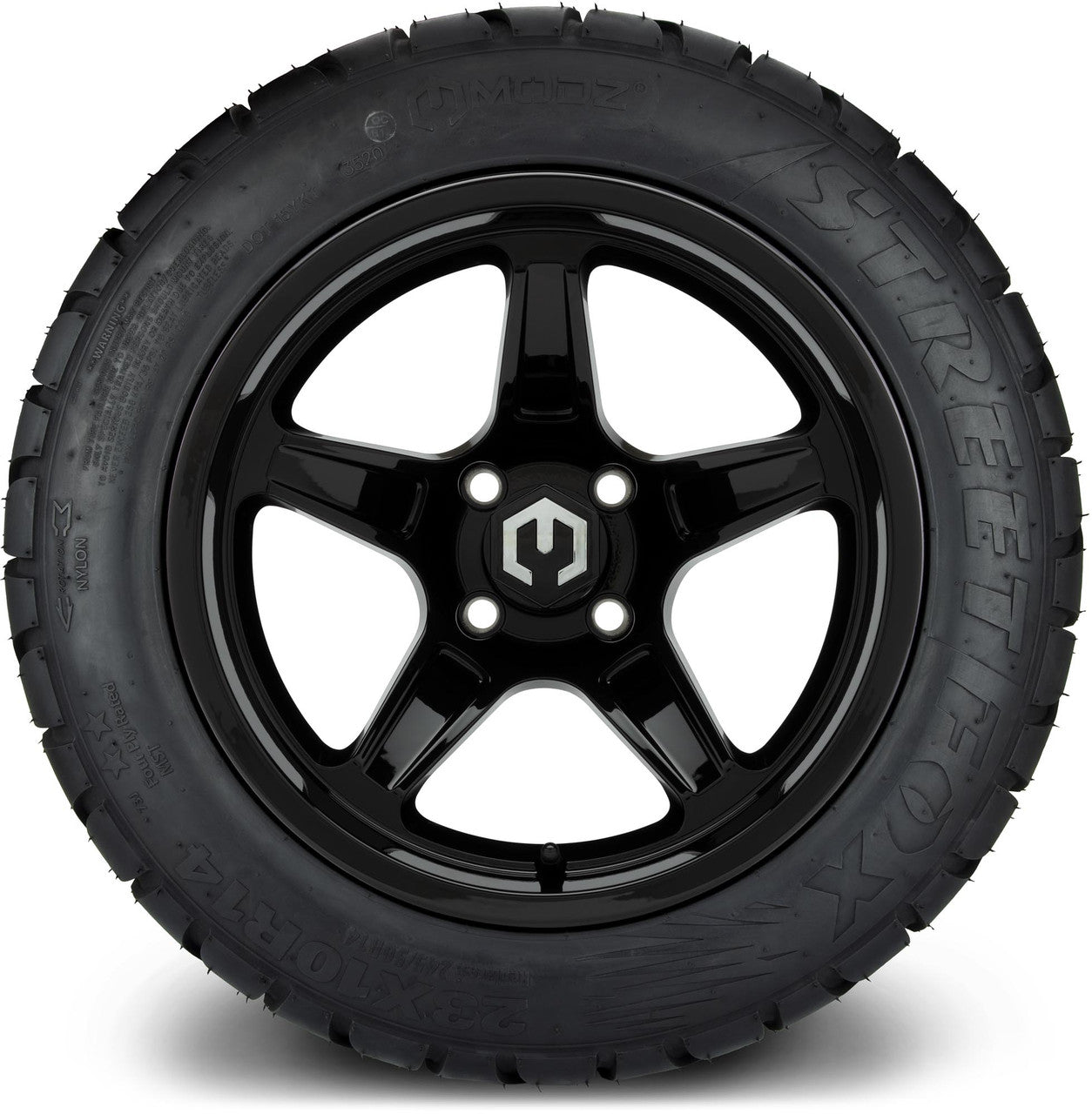 MODZ® 14" Drift Glossy Black Wheels & Street Tires Combo