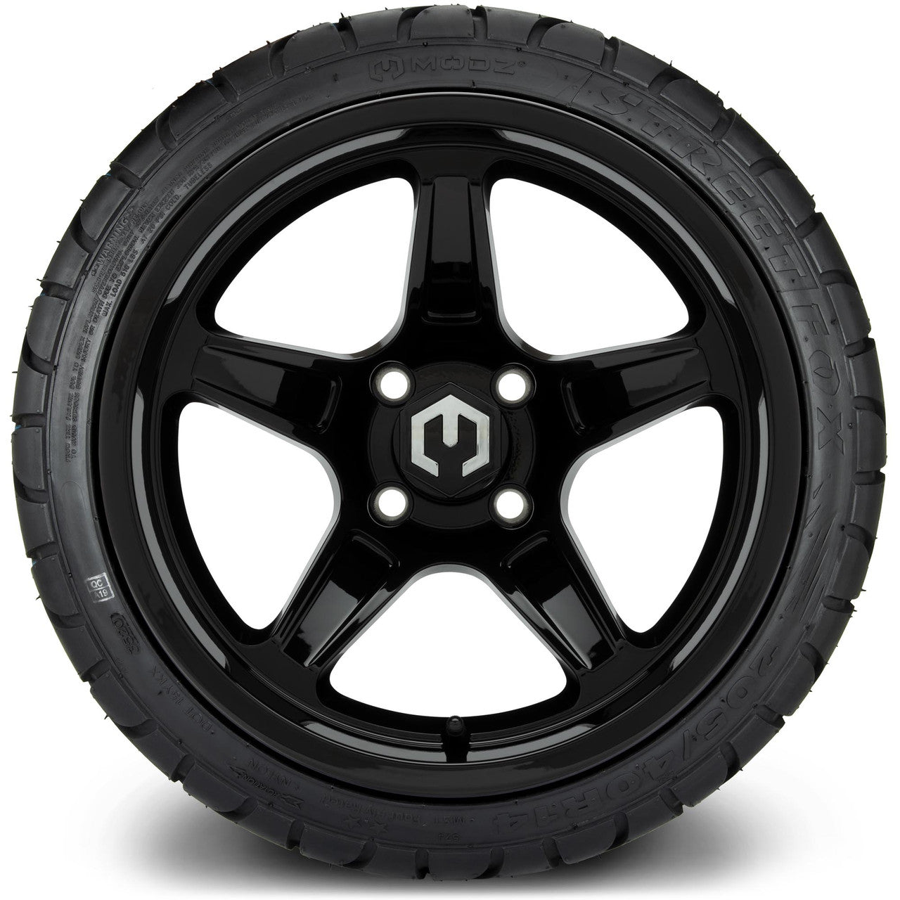 MODZ® 14" Drift Glossy Black Wheels & Street Tires Combo