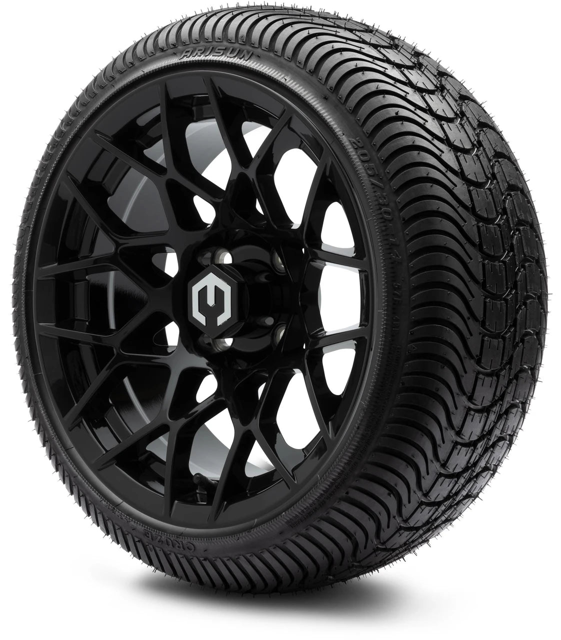 MODZ® 14" Blitz Glossy Black Wheels & Street Tires Combo