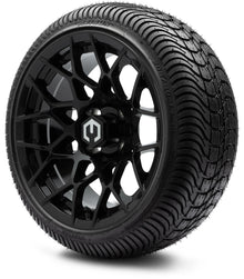 MODZ® 14" Blitz Glossy Black Wheels & Street Tires Combo