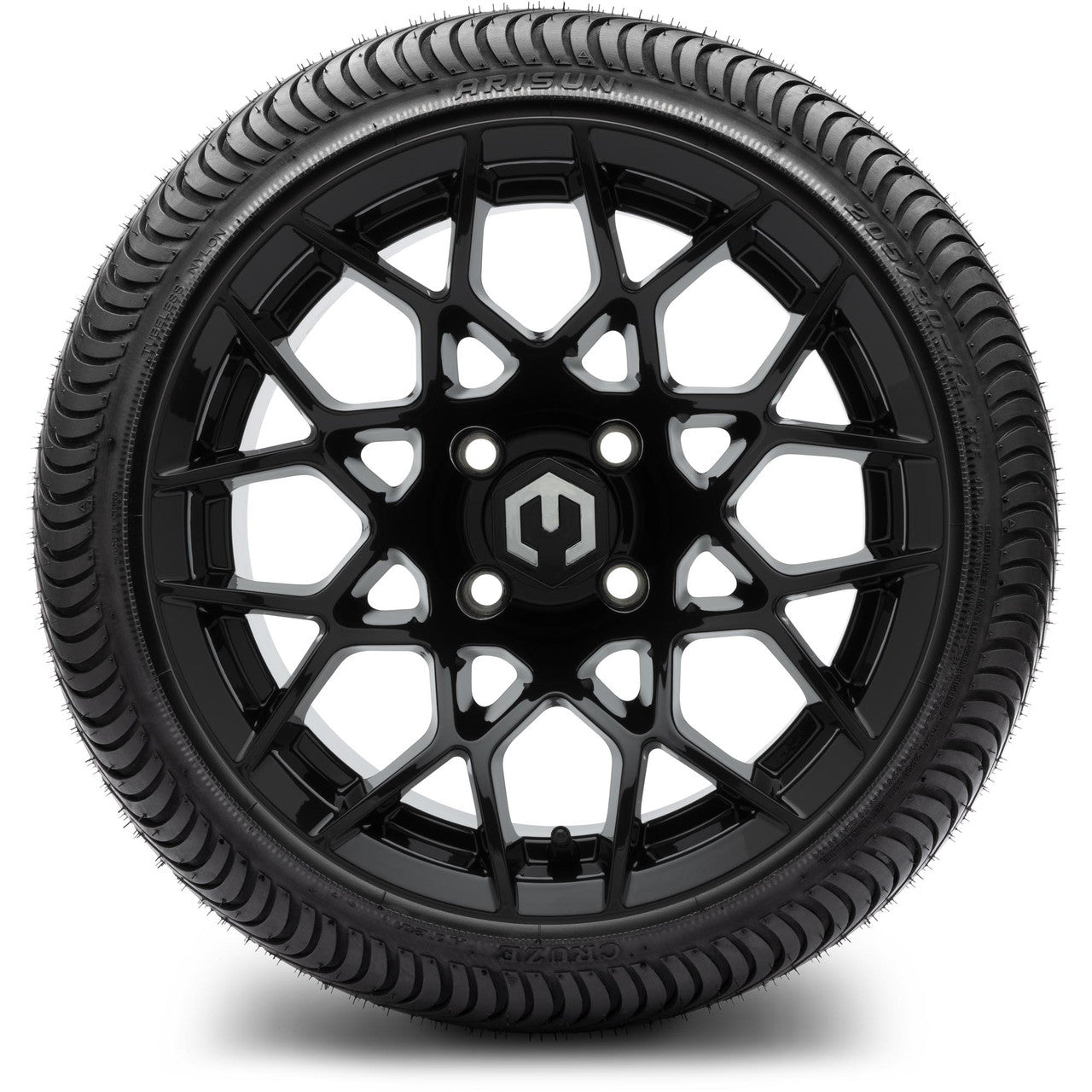 MODZ® 14" Blitz Glossy Black Wheels & Street Tires Combo
