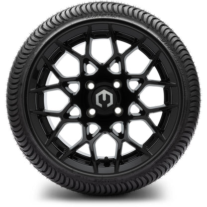 MODZ® 14" Blitz Glossy Black Wheels & Street Tires Combo