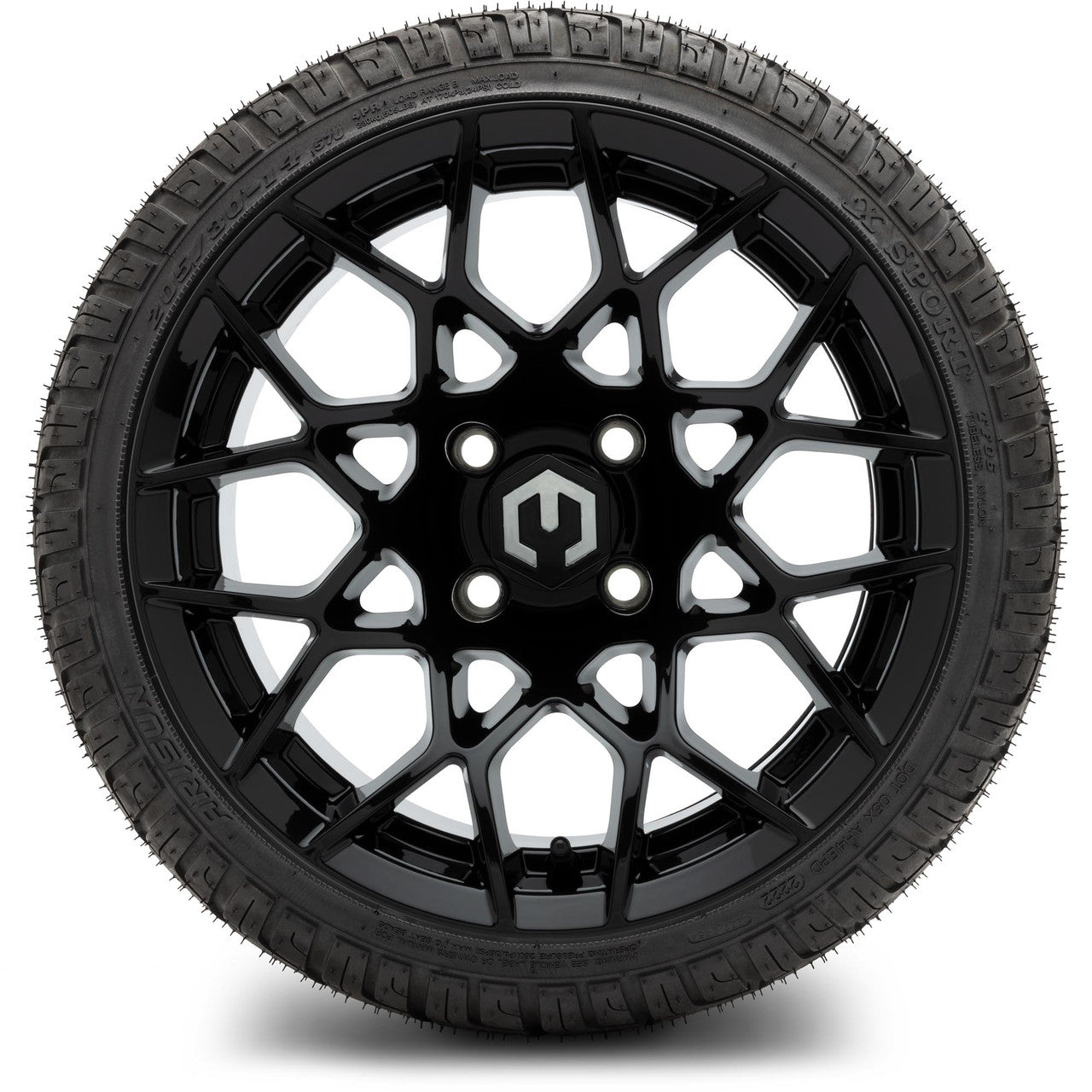 MODZ® 14" Blitz Glossy Black Wheels & Street Tires Combo