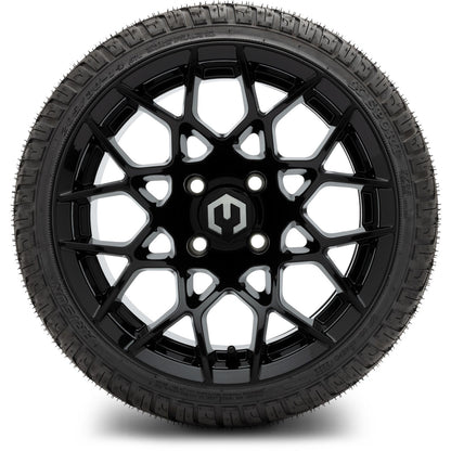 MODZ® 14" Blitz Glossy Black Wheels & Street Tires Combo