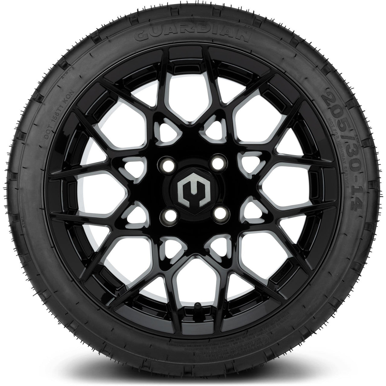 MODZ® 14" Blitz Glossy Black Wheels & Street Tires Combo