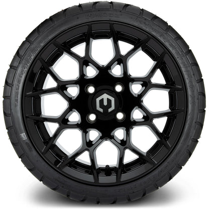 MODZ® 14" Blitz Glossy Black Wheels & Street Tires Combo