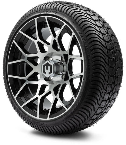 MODZ® 14" Blitz Machined Black Wheels & Street Tires Combo