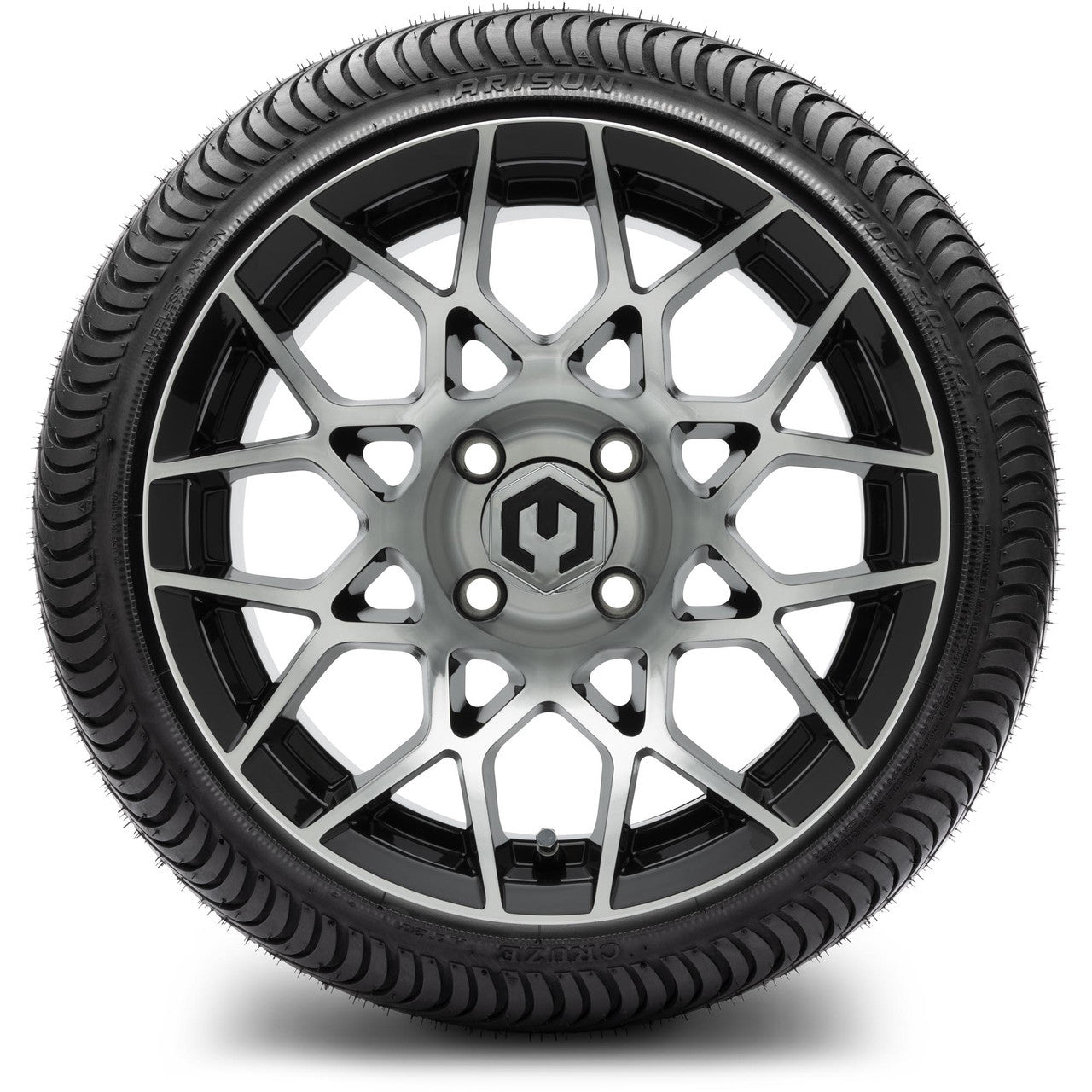 MODZ® 14" Blitz Machined Black Wheels & Street Tires Combo