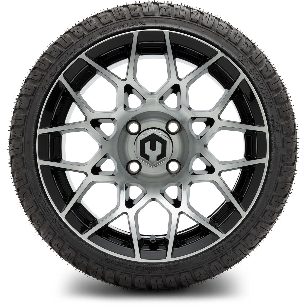 MODZ® 14" Blitz Machined Black Wheels & Street Tires Combo