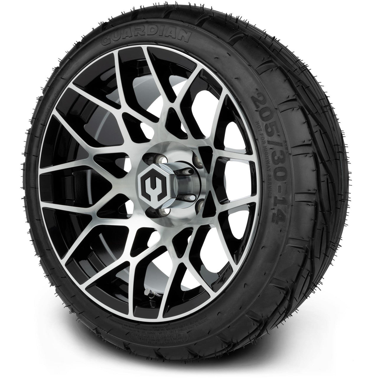 MODZ® 14" Blitz Machined Black Wheels & Street Tires Combo