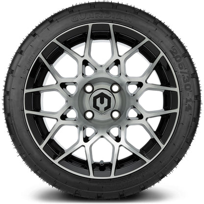 MODZ® 14" Blitz Machined Black Wheels & Street Tires Combo