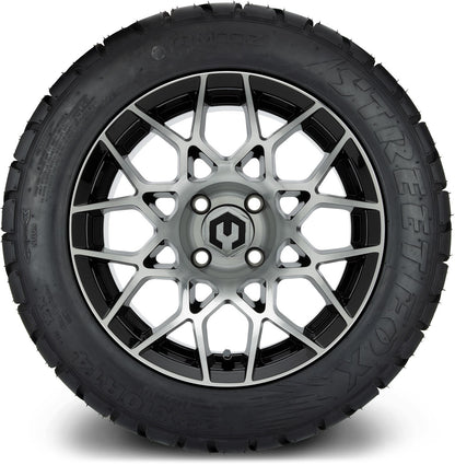 MODZ® 14" Blitz Machined Black Wheels & Street Tires Combo