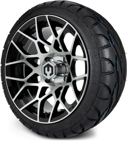 MODZ® 14" Blitz Machined Black Wheels & Street Tires Combo