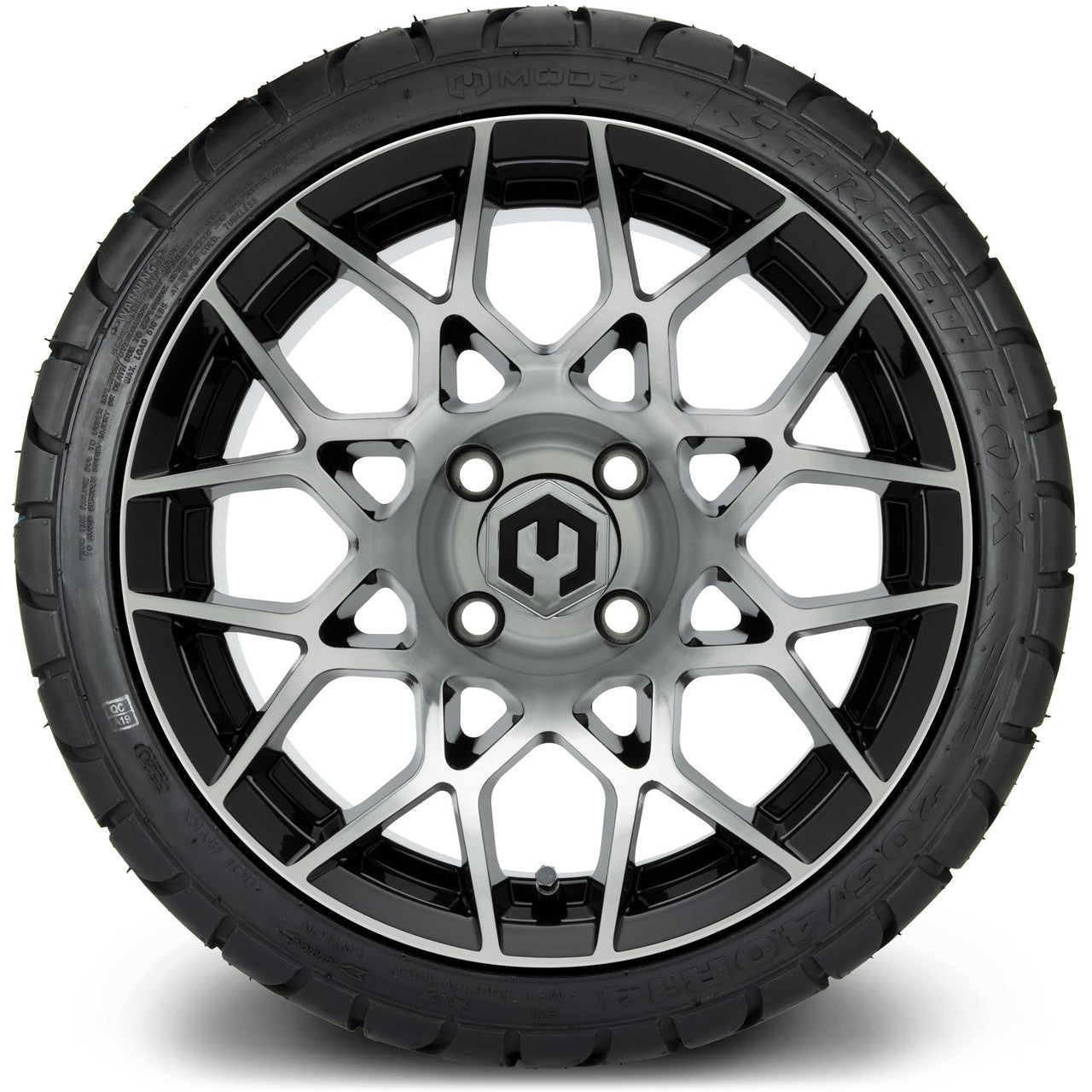 MODZ® 14" Blitz Machined Black Wheels & Street Tires Combo