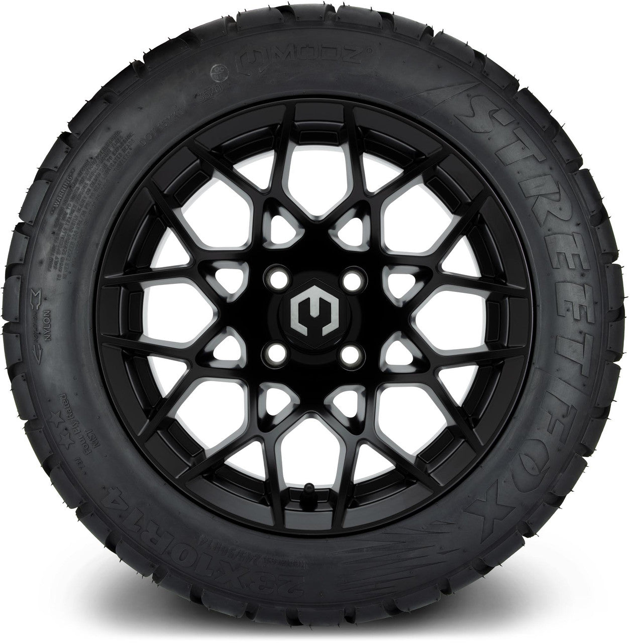 MODZ® 14" Blitz Matte Black Wheels & Street Tires Combo