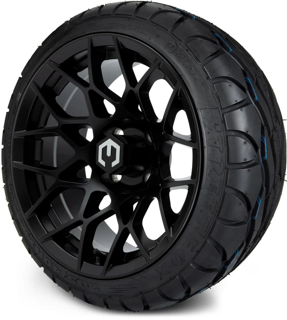 MODZ® 14" Blitz Matte Black Wheels & Street Tires Combo