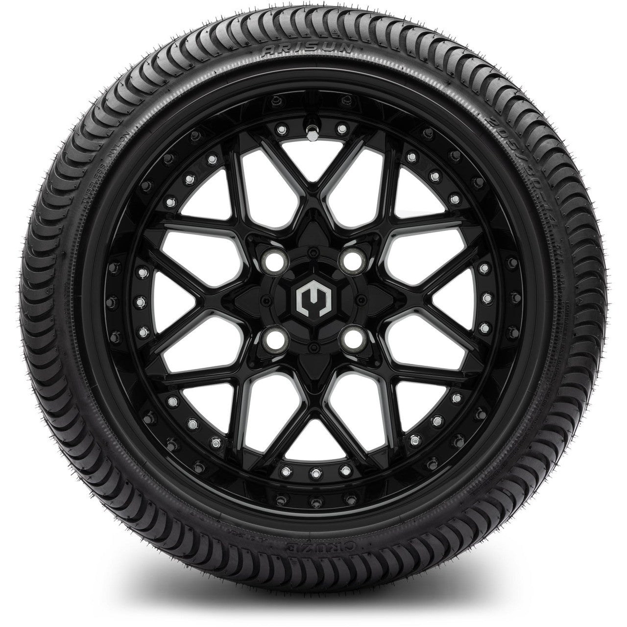 MODZ® 14" Formula Glossy Black Wheels & Street Tires Combo