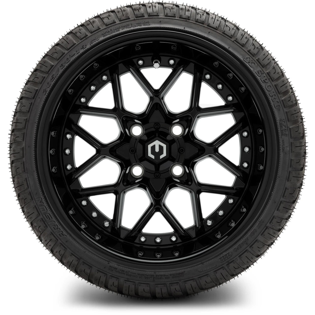 MODZ® 14" Formula Glossy Black Wheels & Street Tires Combo