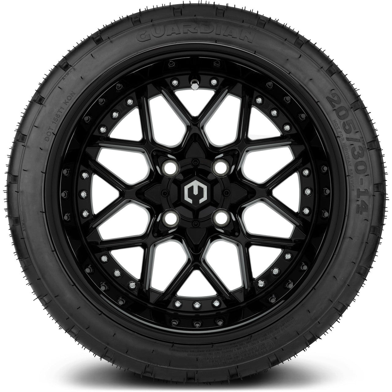 MODZ® 14" Formula Glossy Black Wheels & Street Tires Combo
