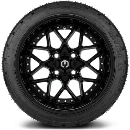 MODZ® 14" Formula Glossy Black Wheels & Street Tires Combo
