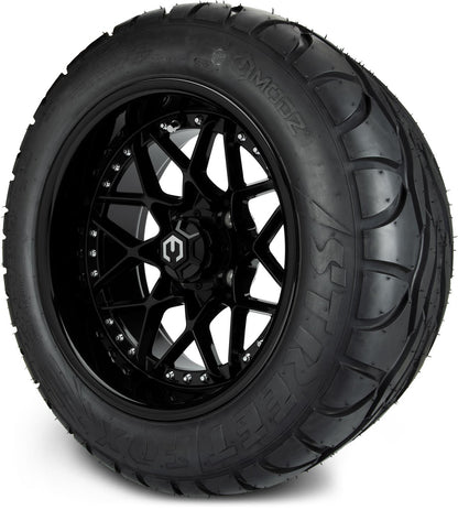 MODZ® 14" Formula Glossy Black Wheels & Street Tires Combo