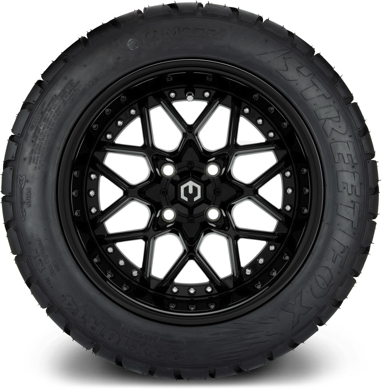 MODZ® 14" Formula Glossy Black Wheels & Street Tires Combo