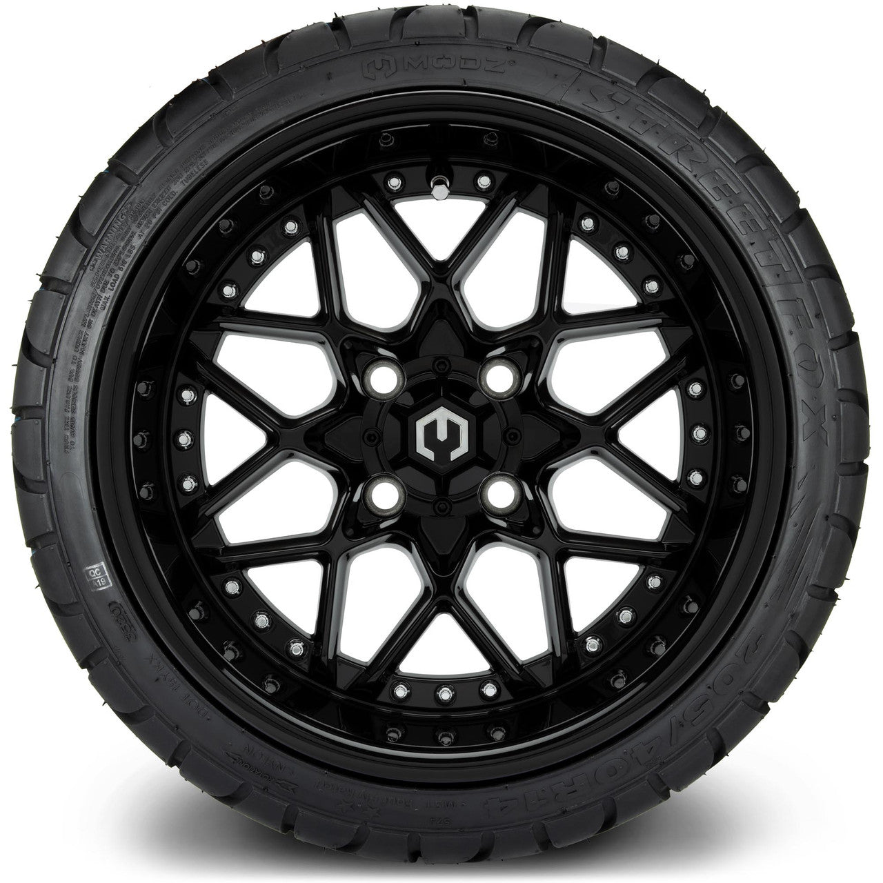 MODZ® 14" Formula Glossy Black Wheels & Street Tires Combo