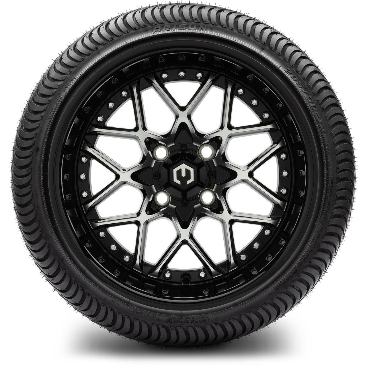 MODZ® 14" Formula Machined Black Wheels & Street Tires Combo