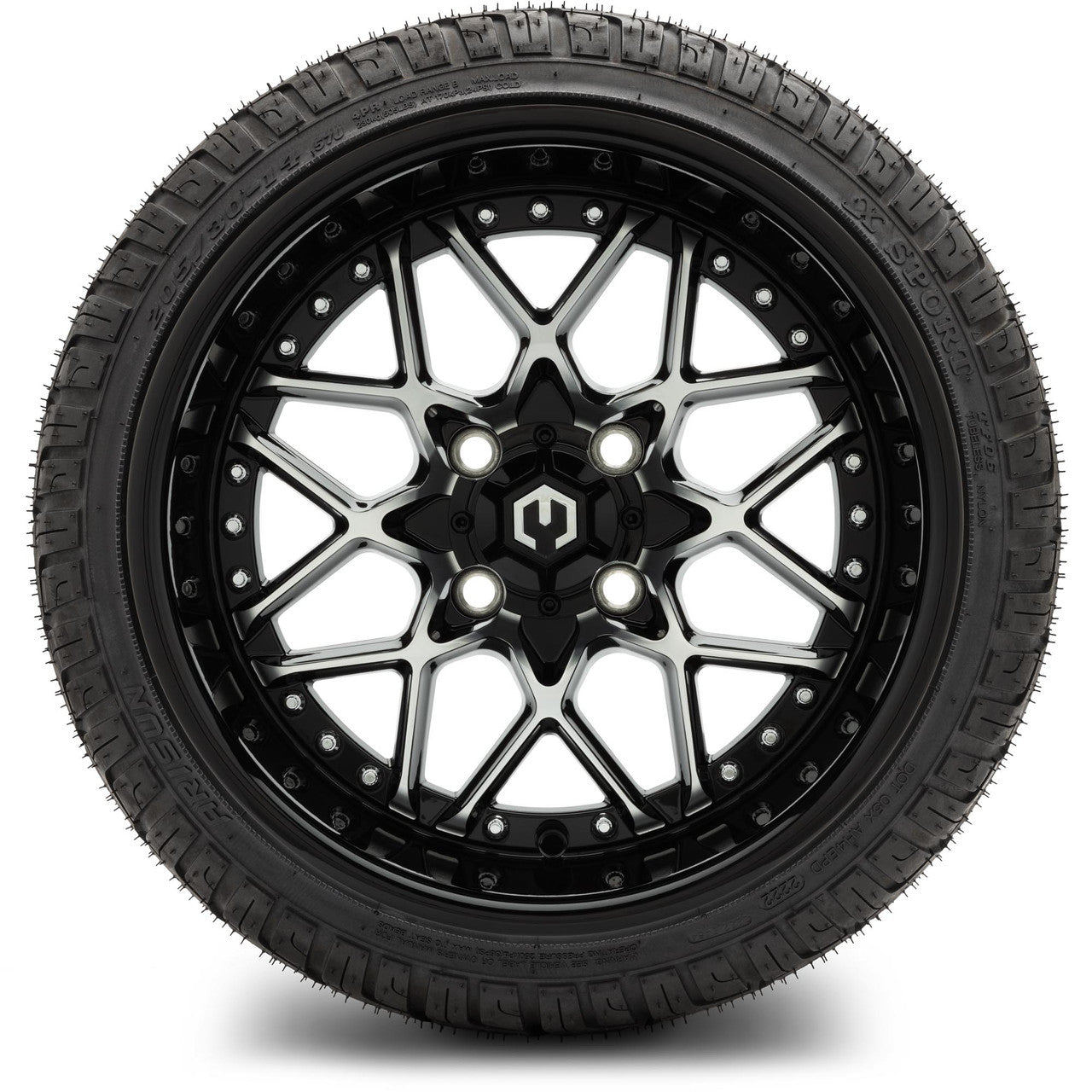 MODZ® 14" Formula Machined Black Wheels & Street Tires Combo