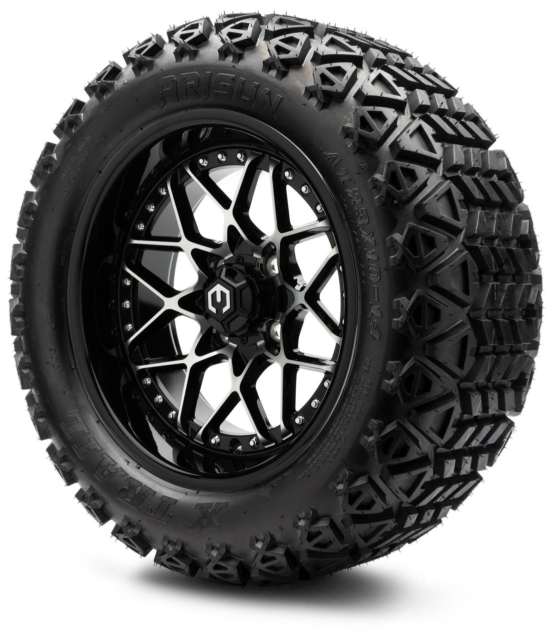 MODZ® 14" Formula Machined Black Wheels & Off-Road Tires Combo