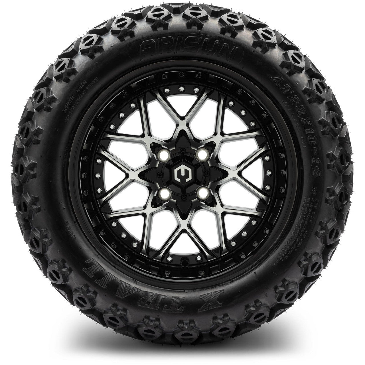 MODZ® 14" Formula Machined Black Wheels & Off-Road Tires Combo