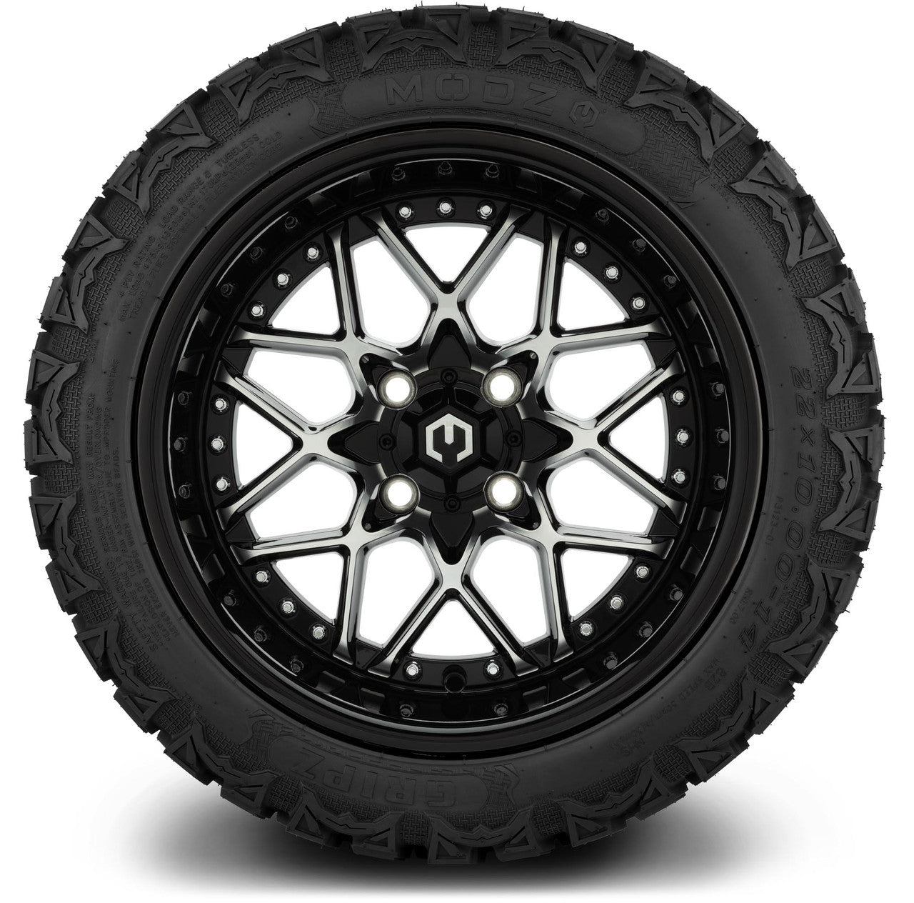 MODZ® 14" Formula Machined Black Wheels & Off-Road Tires Combo