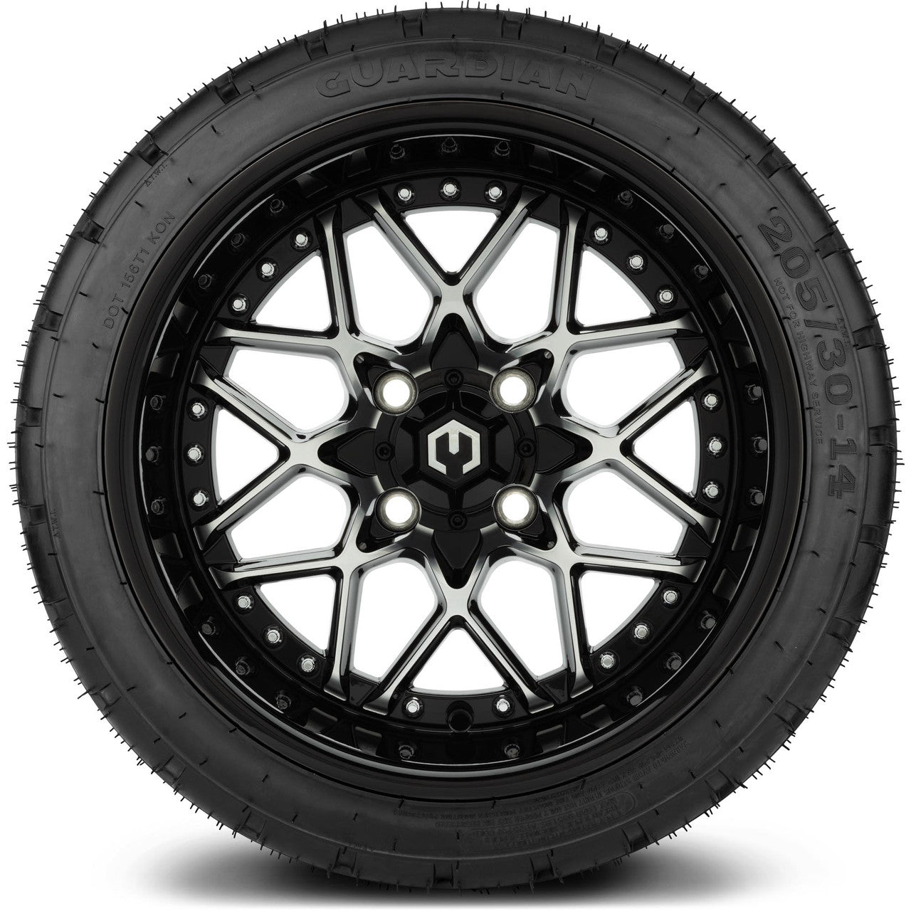 MODZ® 14" Formula Machined Black Wheels & Street Tires Combo