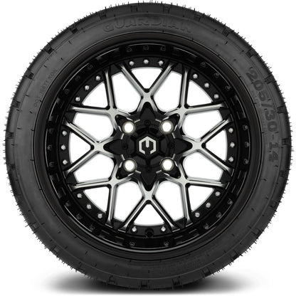 MODZ® 14" Formula Machined Black Wheels & Street Tires Combo