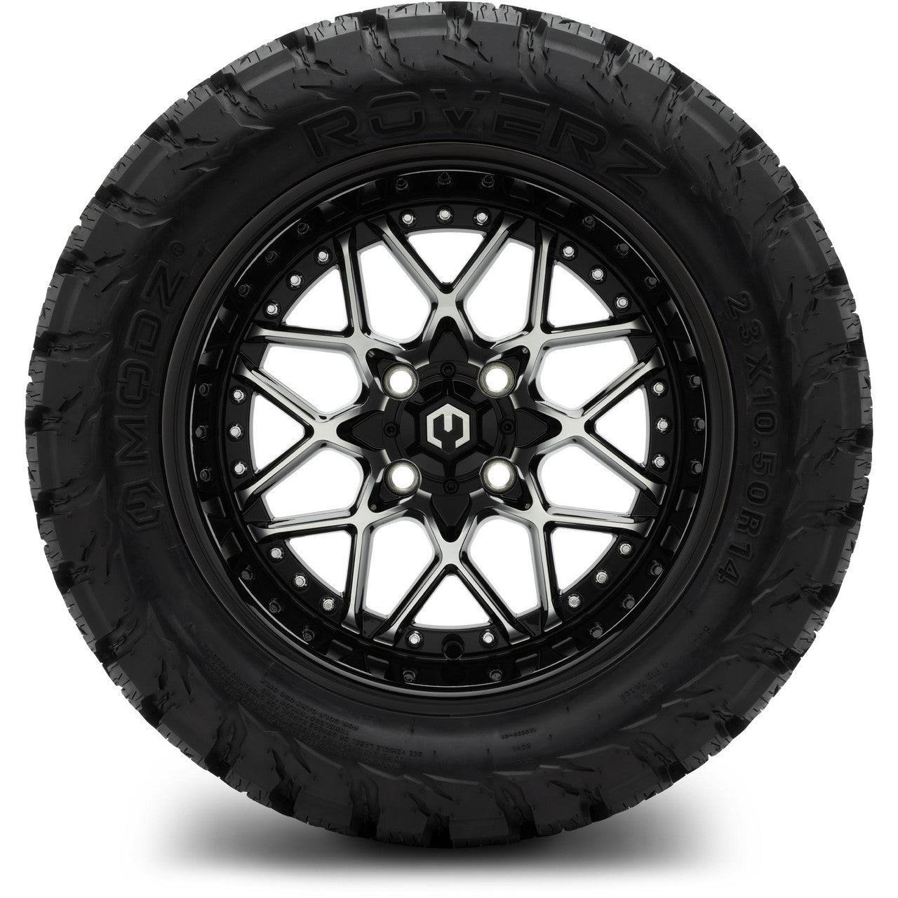 MODZ® 14" Formula Machined Black Wheels & Off-Road Tires Combo