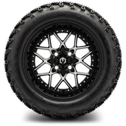 MODZ® 14" Formula Machined Black Wheels & Off-Road Tires Combo