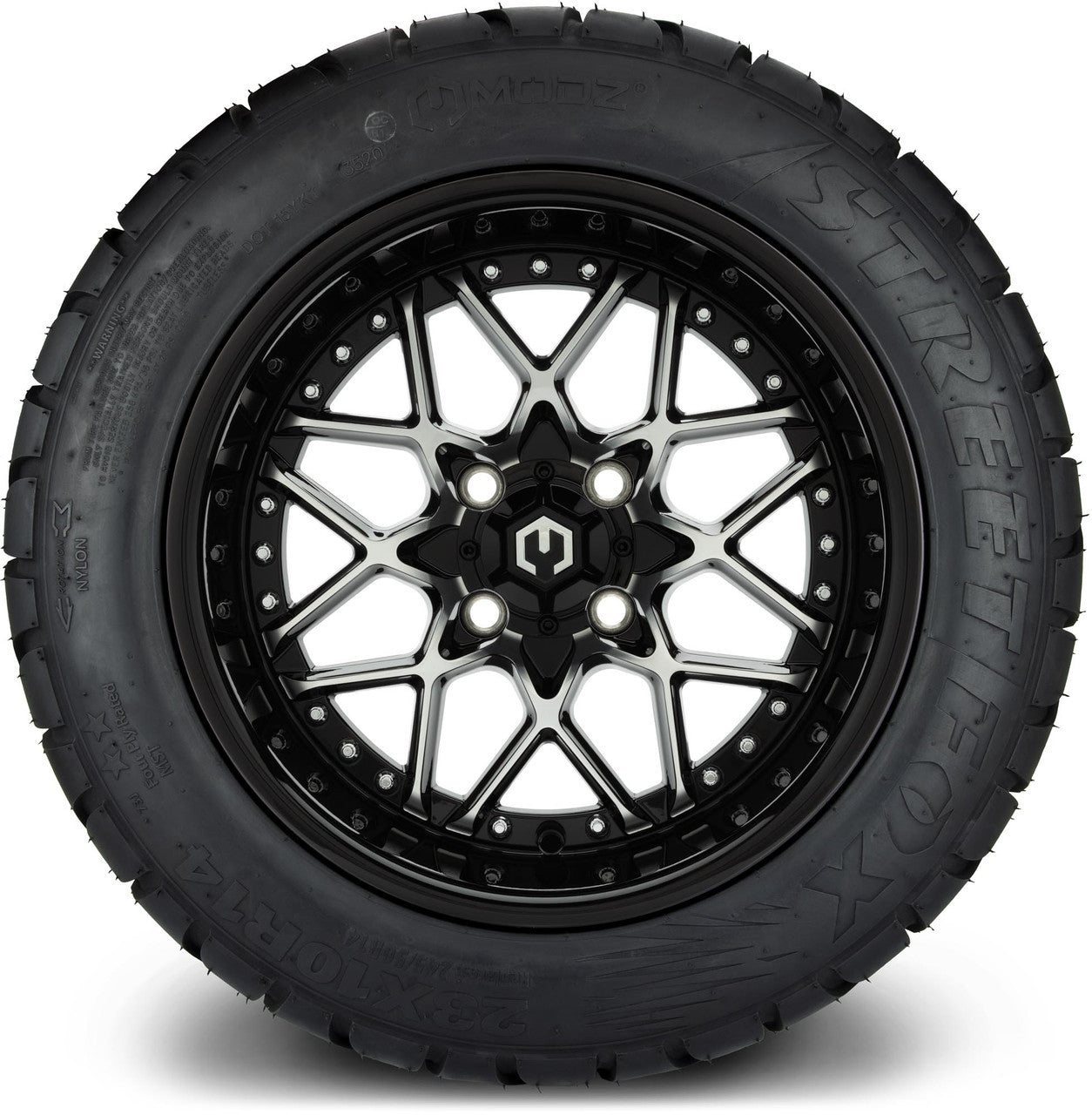 MODZ® 14" Formula Machined Black Wheels & Street Tires Combo