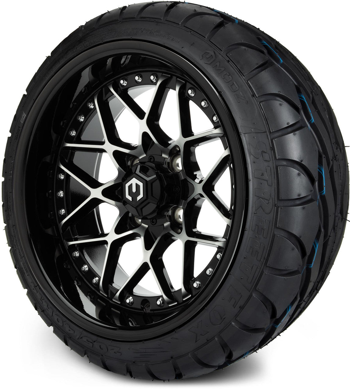 MODZ® 14" Formula Machined Black Wheels & Street Tires Combo