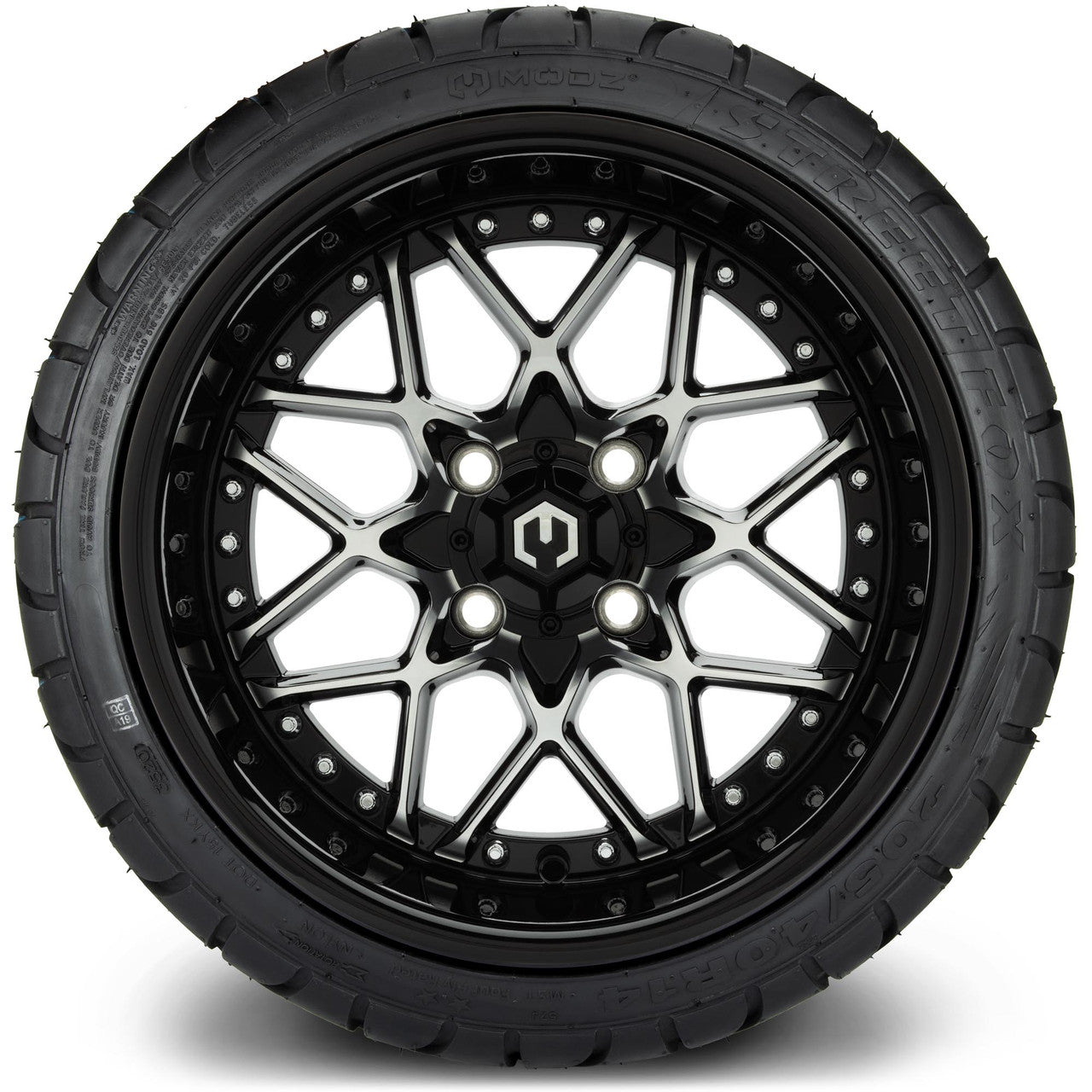 MODZ® 14" Formula Machined Black Wheels & Street Tires Combo