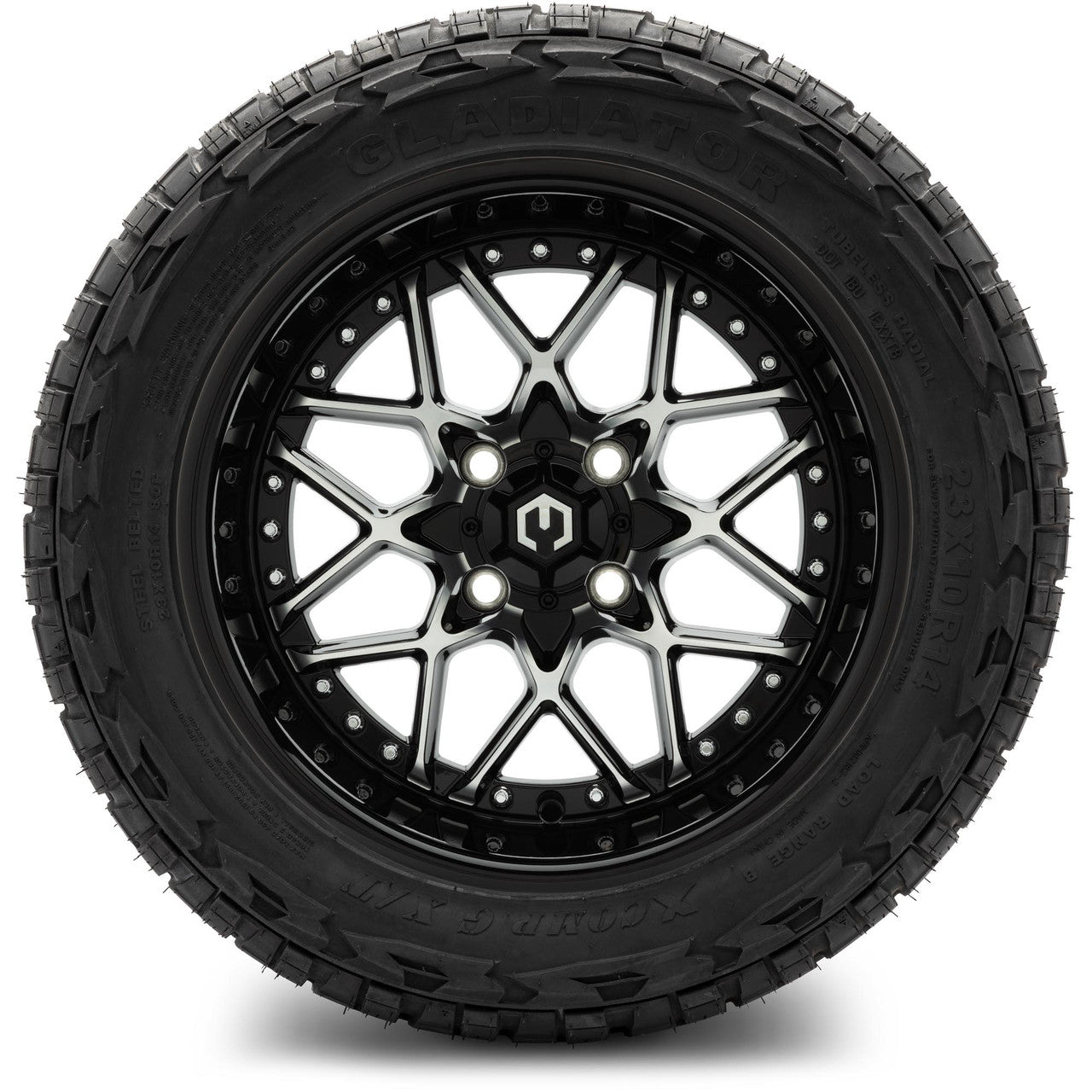 MODZ® 14" Formula Machined Black Wheels & Off-Road Tires Combo