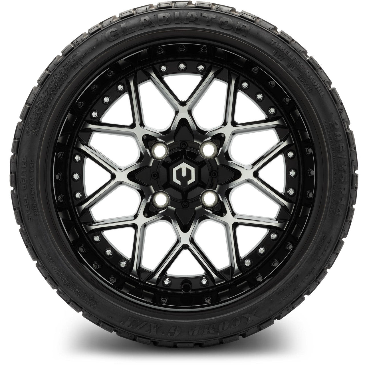 MODZ® 14" Formula Machined Black Wheels & Off-Road Tires Combo