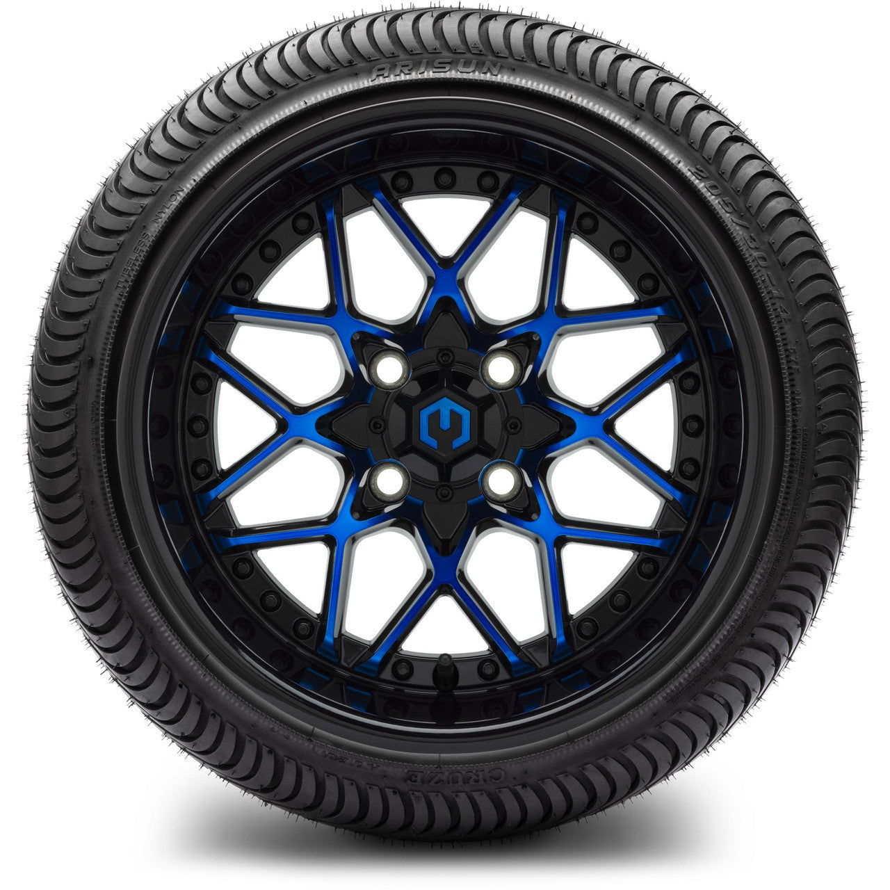 MODZ® 14" Formula Blue and Black Wheels & Street Tires Combo