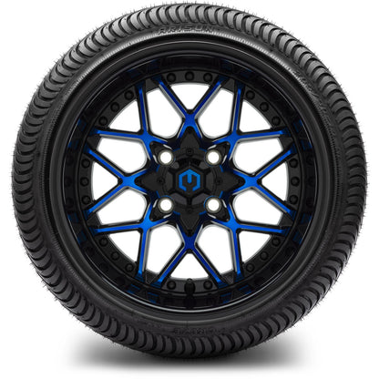 MODZ® 14" Formula Blue and Black Wheels & Street Tires Combo