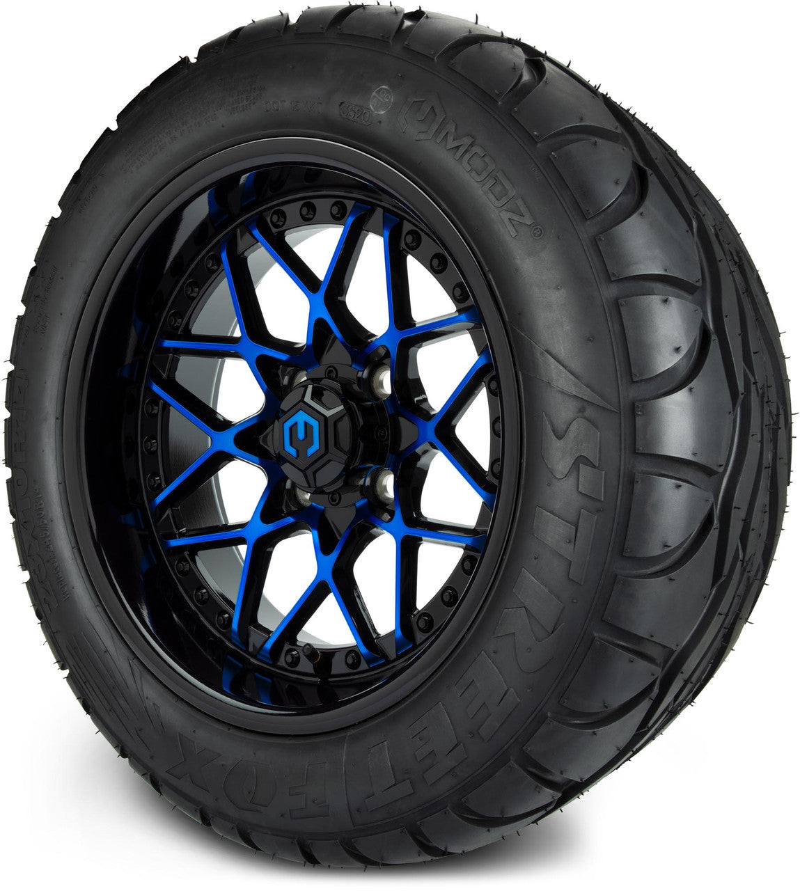 MODZ® 14" Formula Blue and Black Wheels & Street Tires Combo
