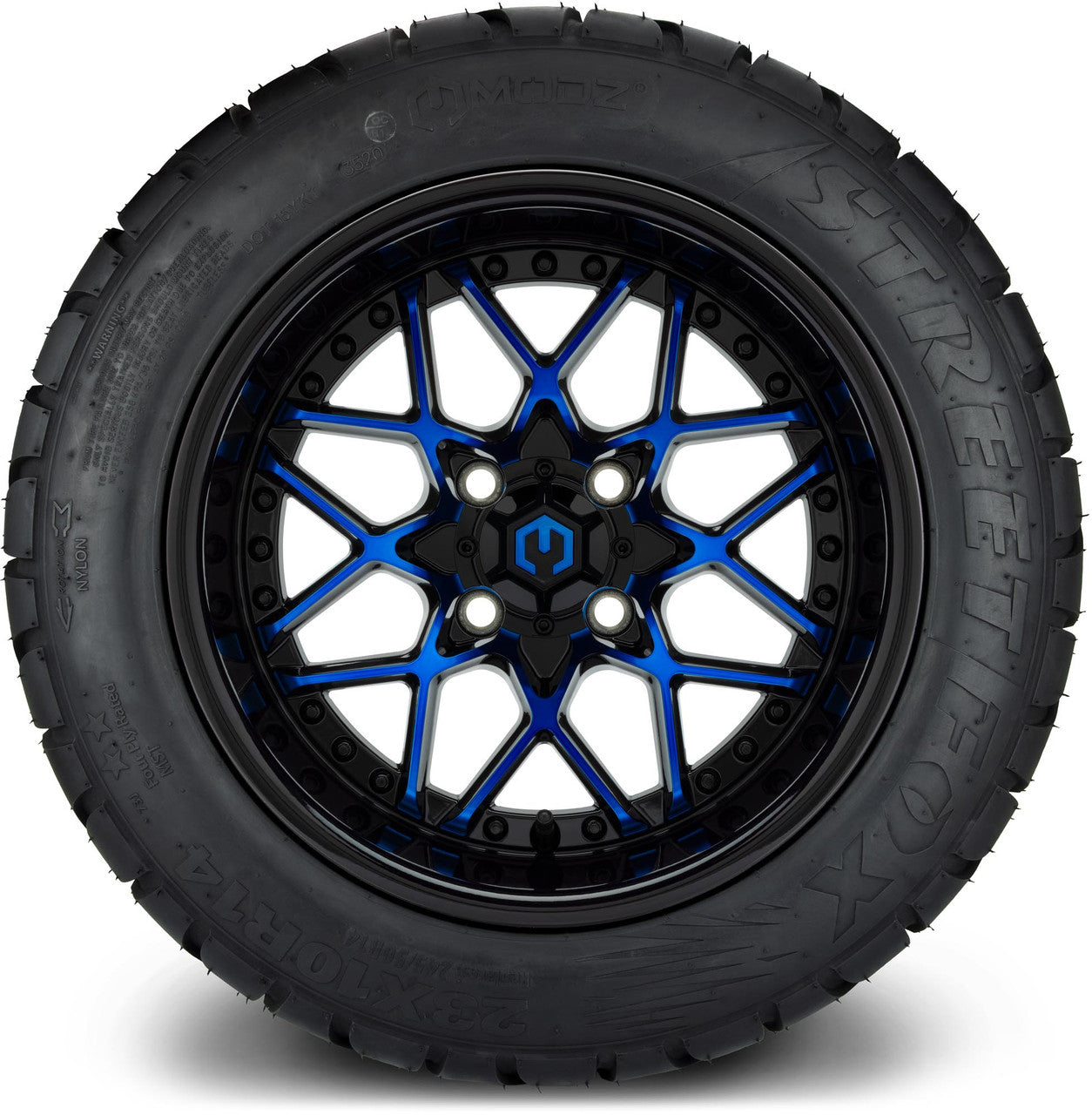 MODZ® 14" Formula Blue and Black Wheels & Street Tires Combo