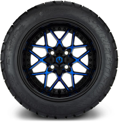 MODZ® 14" Formula Blue and Black Wheels & Street Tires Combo